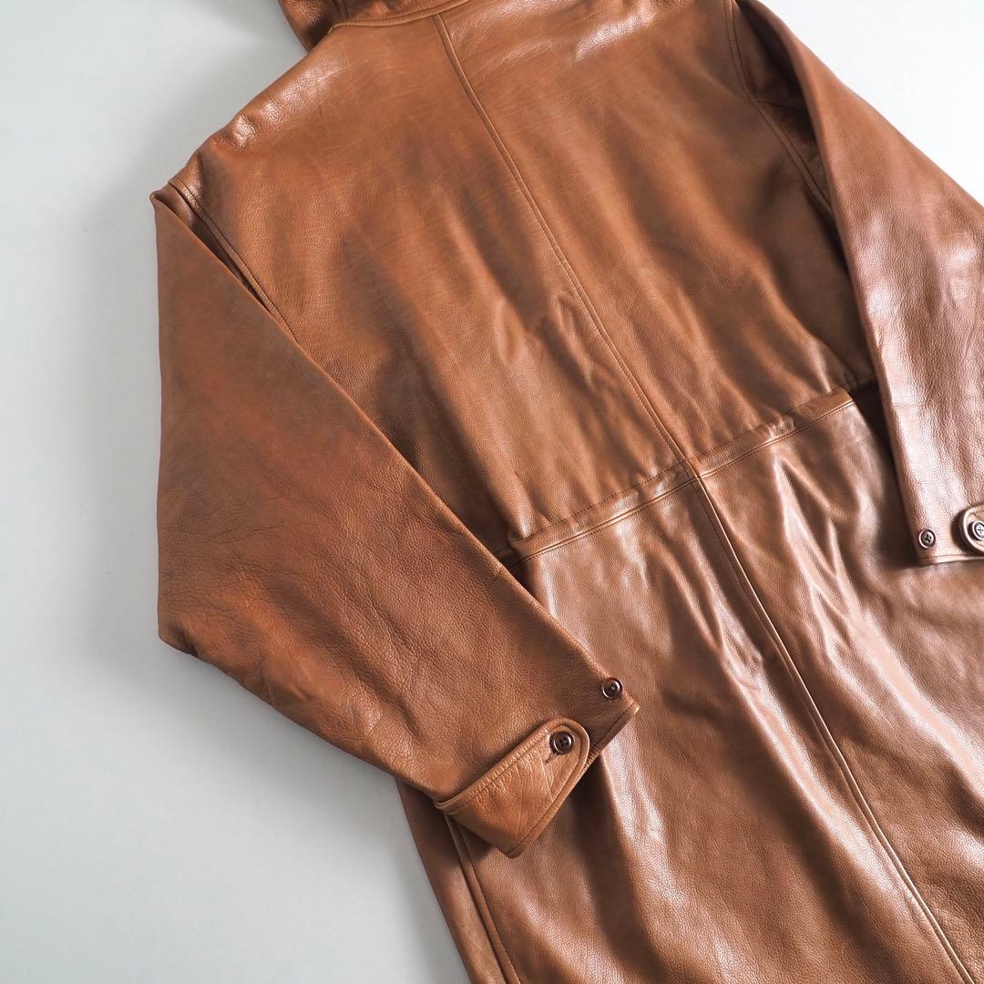 ラルフローレン　本革１００％　レザーコート　フーディ　ブラウン　美品