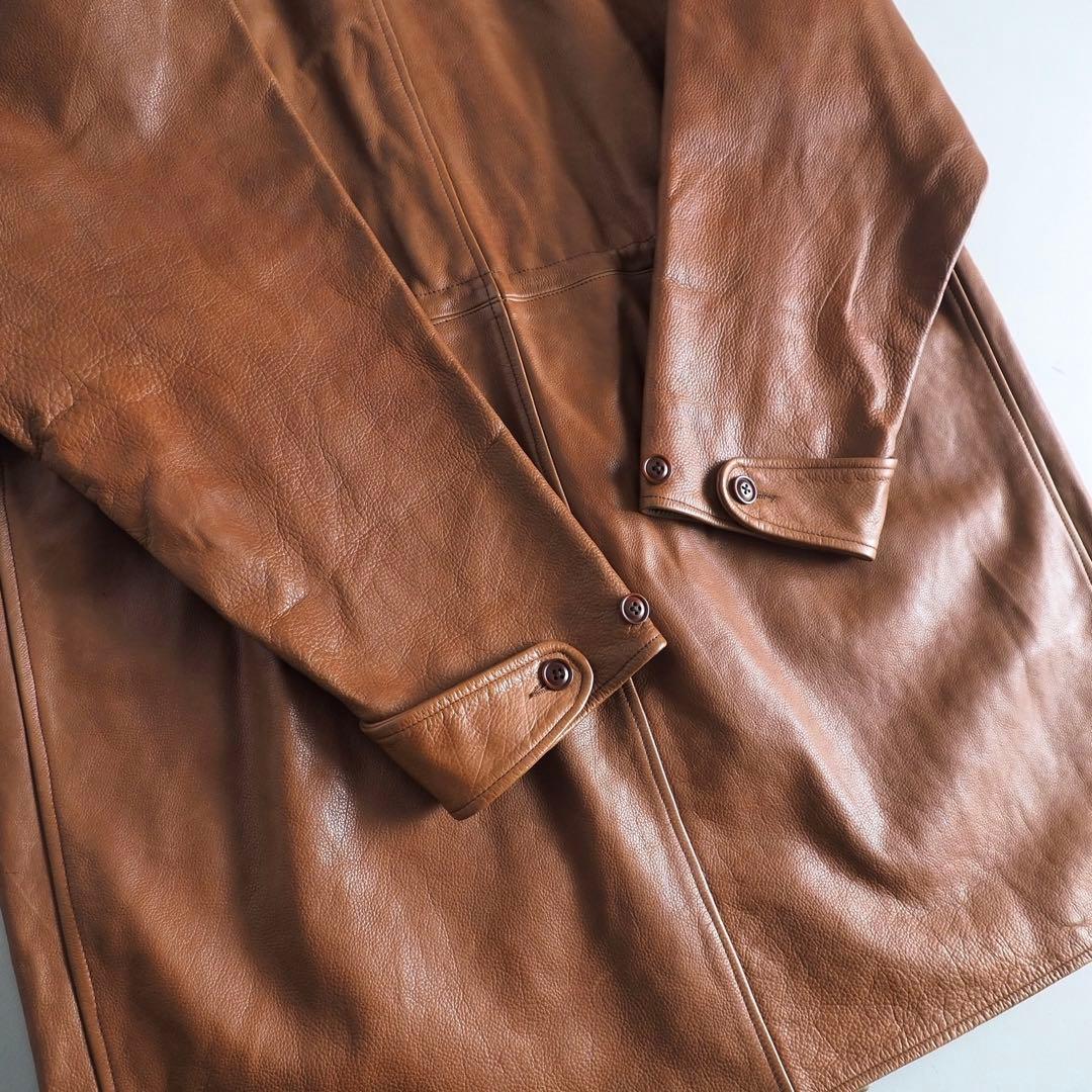 ラルフローレン　本革１００％　レザーコート　フーディ　ブラウン　美品