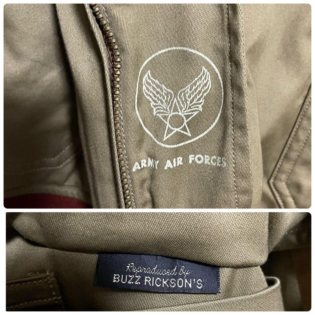 バズリクソンズ　USAF フライトジャケット　B-10 赤リブ　襟ボア　40