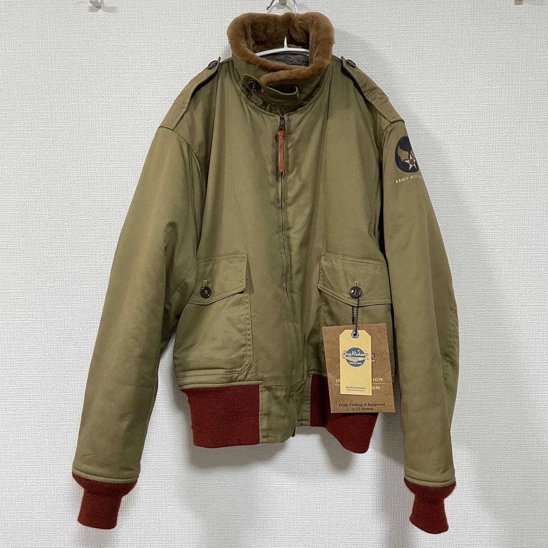 バズリクソンズ　USAF フライトジャケット　B-10 赤リブ　襟ボア　40