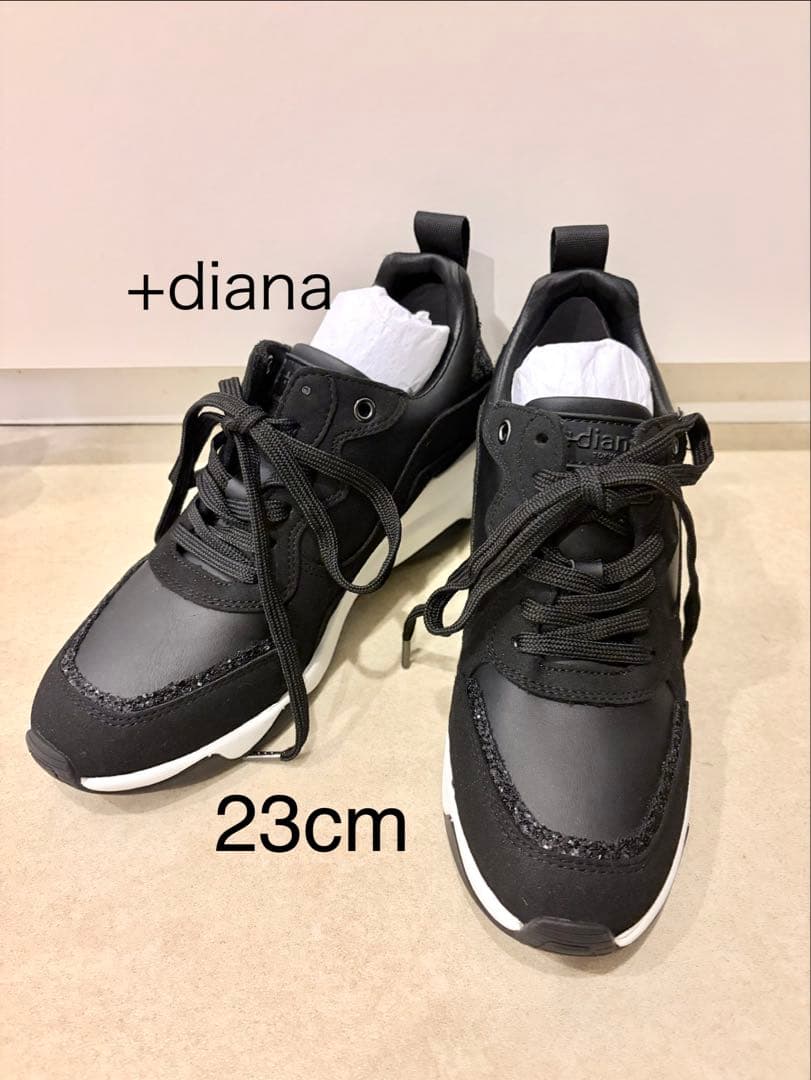 試着のみ極美品23cm +diana厚底ヒールアップスニーカー 黒