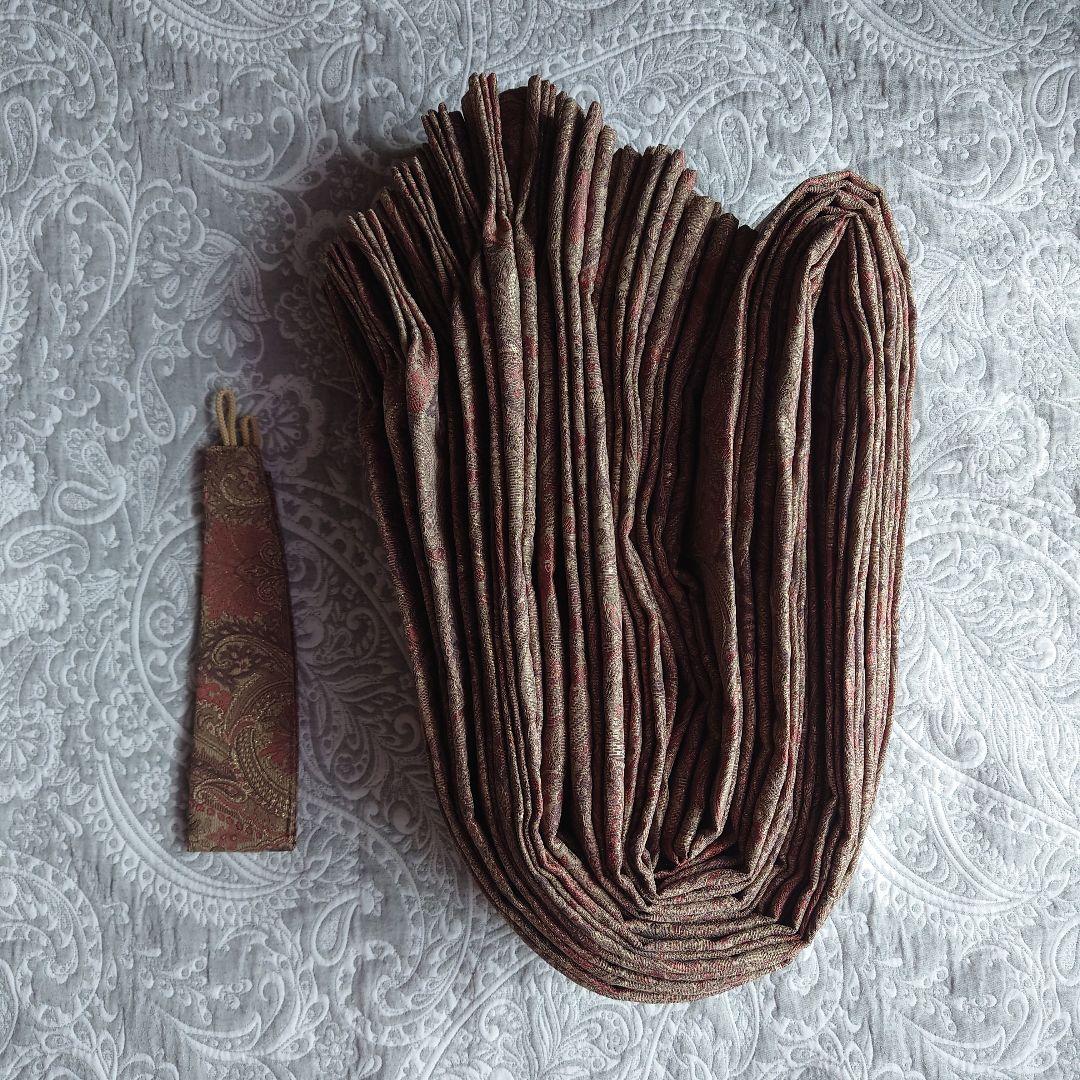 【匿名配送】ドレープカーテン：ルシェ/ペイズリー柄（レッド）ブラウン系