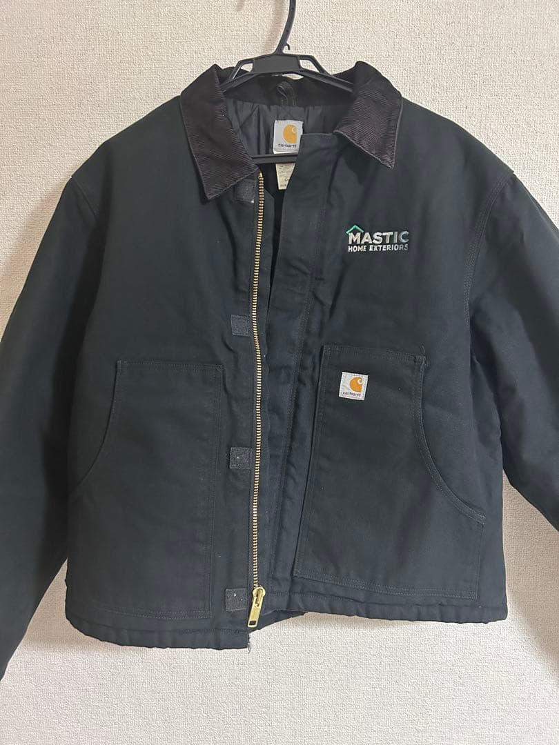 Carhartt ワークジャケット デトロイト系 ブラック 企業ロゴ 刺繍