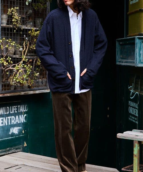 WILD LIFE TAILOR POLARTEC カ－ディガンL濃紺