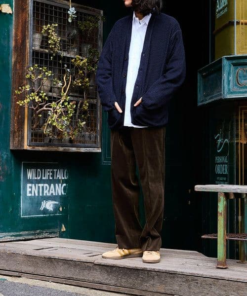 WILD LIFE TAILOR POLARTEC カ－ディガンL濃紺