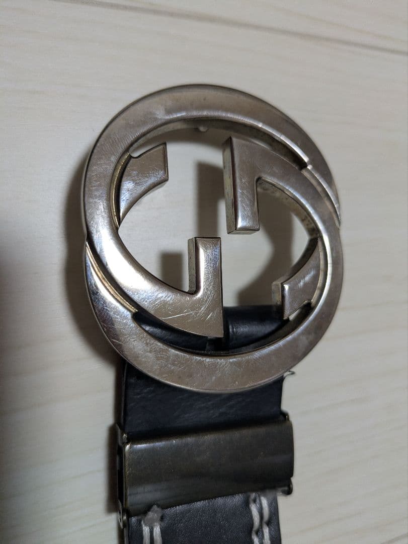 【値下げ】Gucci 黒レザーベルト GGロゴ
