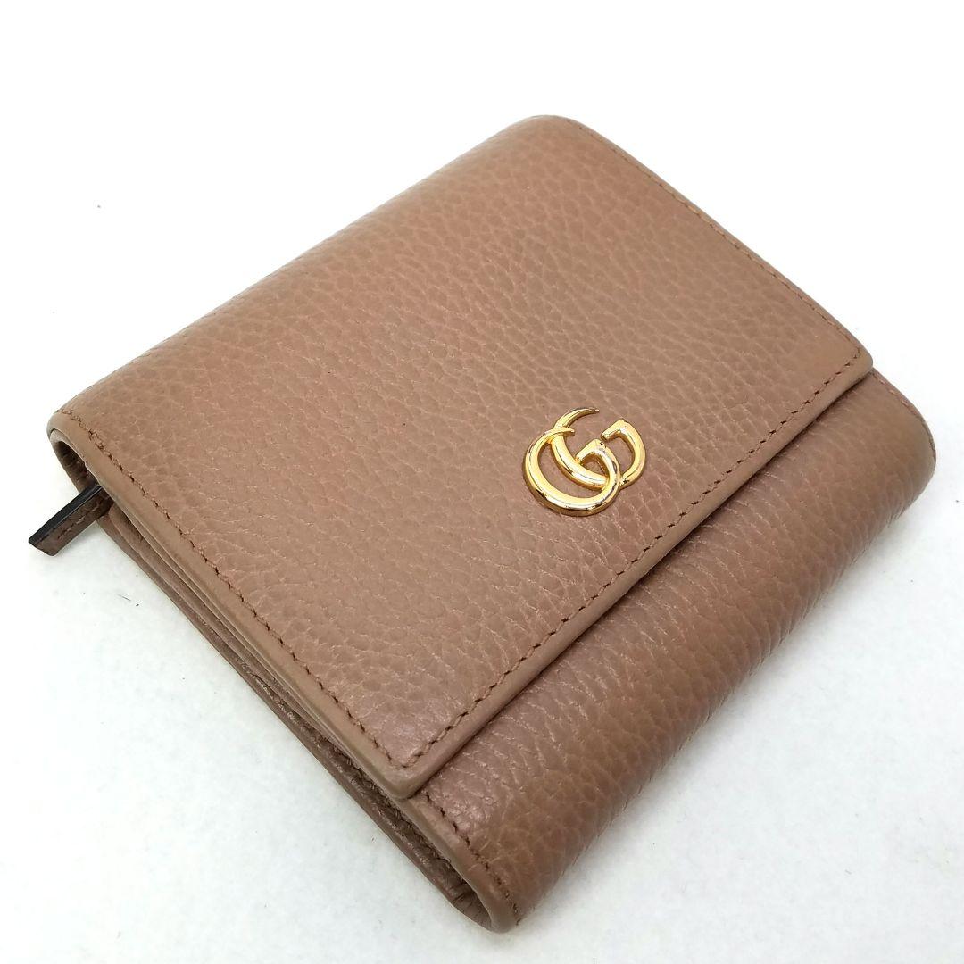専用グッチ GUCCI GGマーモント レザー ウォレット ピンク 二折財布