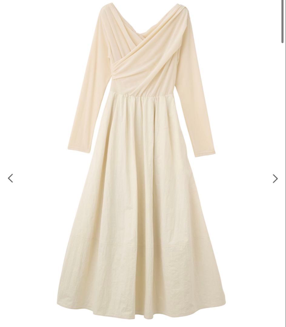 COCO DEAL ベロアドッキングワンピース　アイボリー