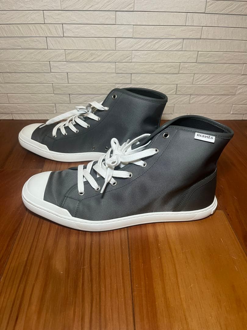 エルメス HERMES スニーカー グレー ナイロン レザー42 1/2 靴