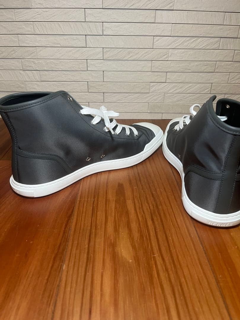エルメス HERMES スニーカー グレー ナイロン レザー42 1/2 靴