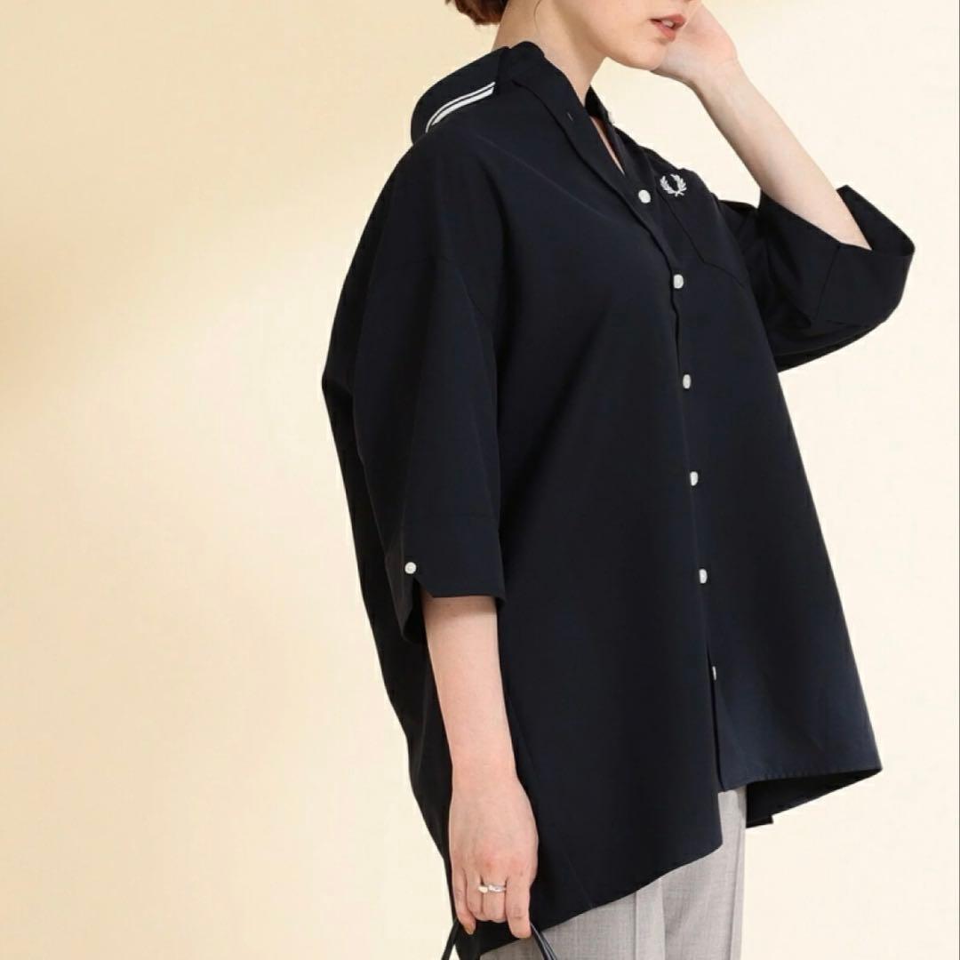 『極美品』FRED PERRY別注Ray BEAMS リブカラーシャツ ネイビー