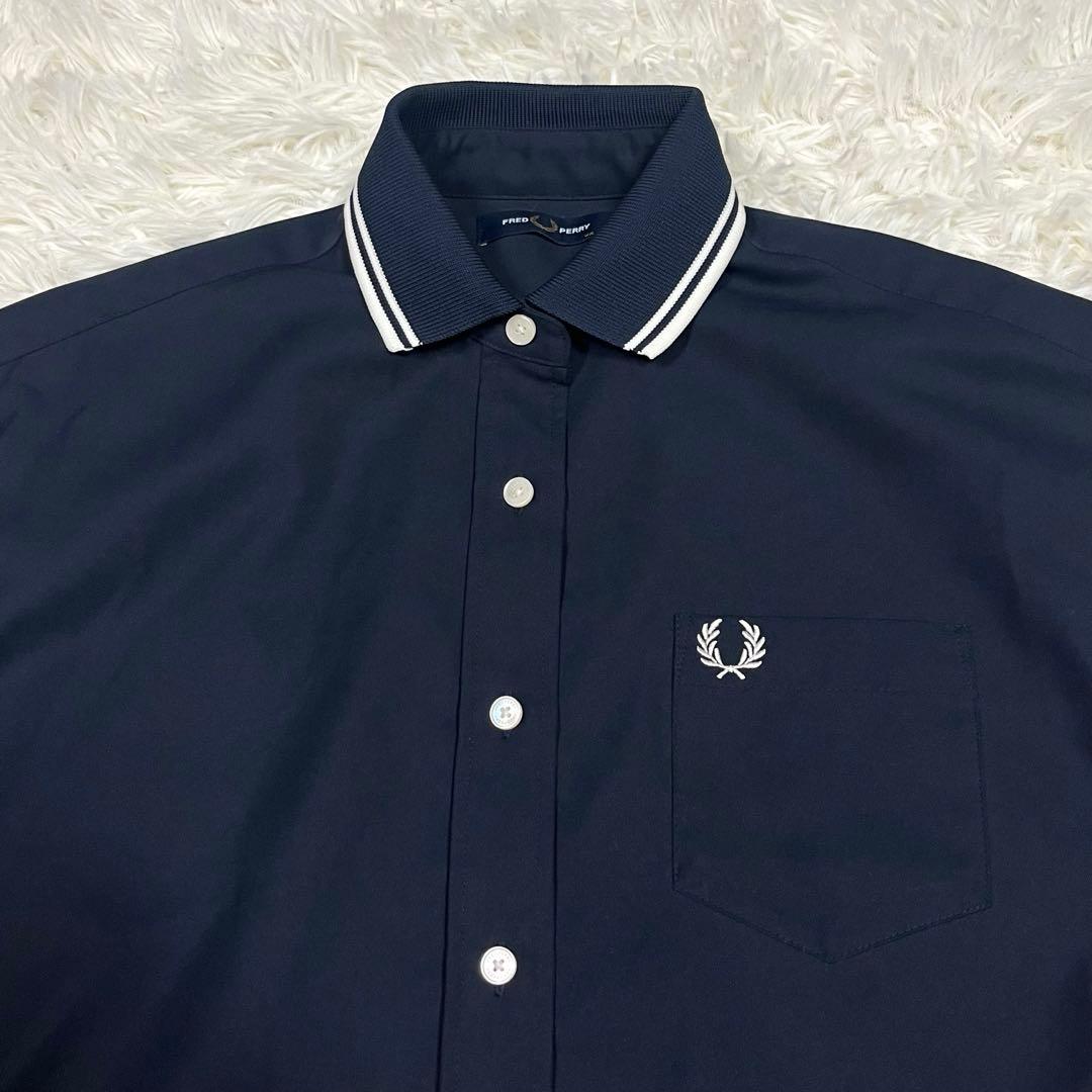 『極美品』FRED PERRY別注Ray BEAMS リブカラーシャツ ネイビー