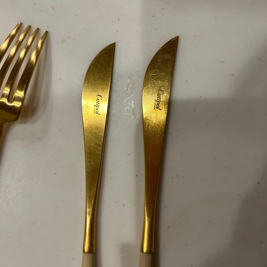 クチポールゴア　アイボリー×ゴールド ディナーカトラリー2セット