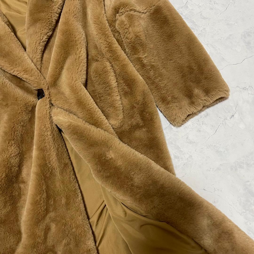 大人気 完売品 ZARA ザラ テディベア L コート 女優襟 エコファー