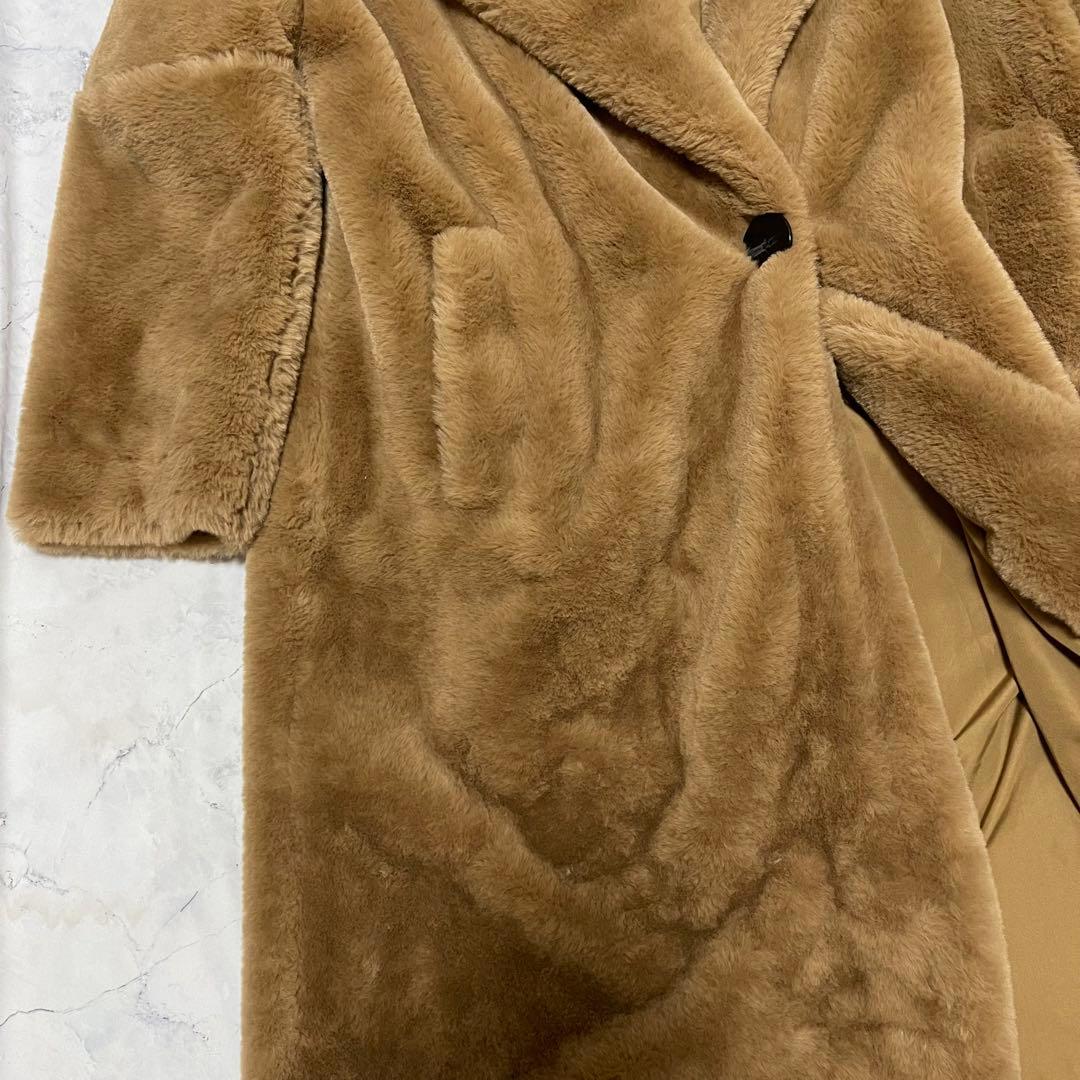 大人気 完売品 ZARA ザラ テディベア L コート 女優襟 エコファー