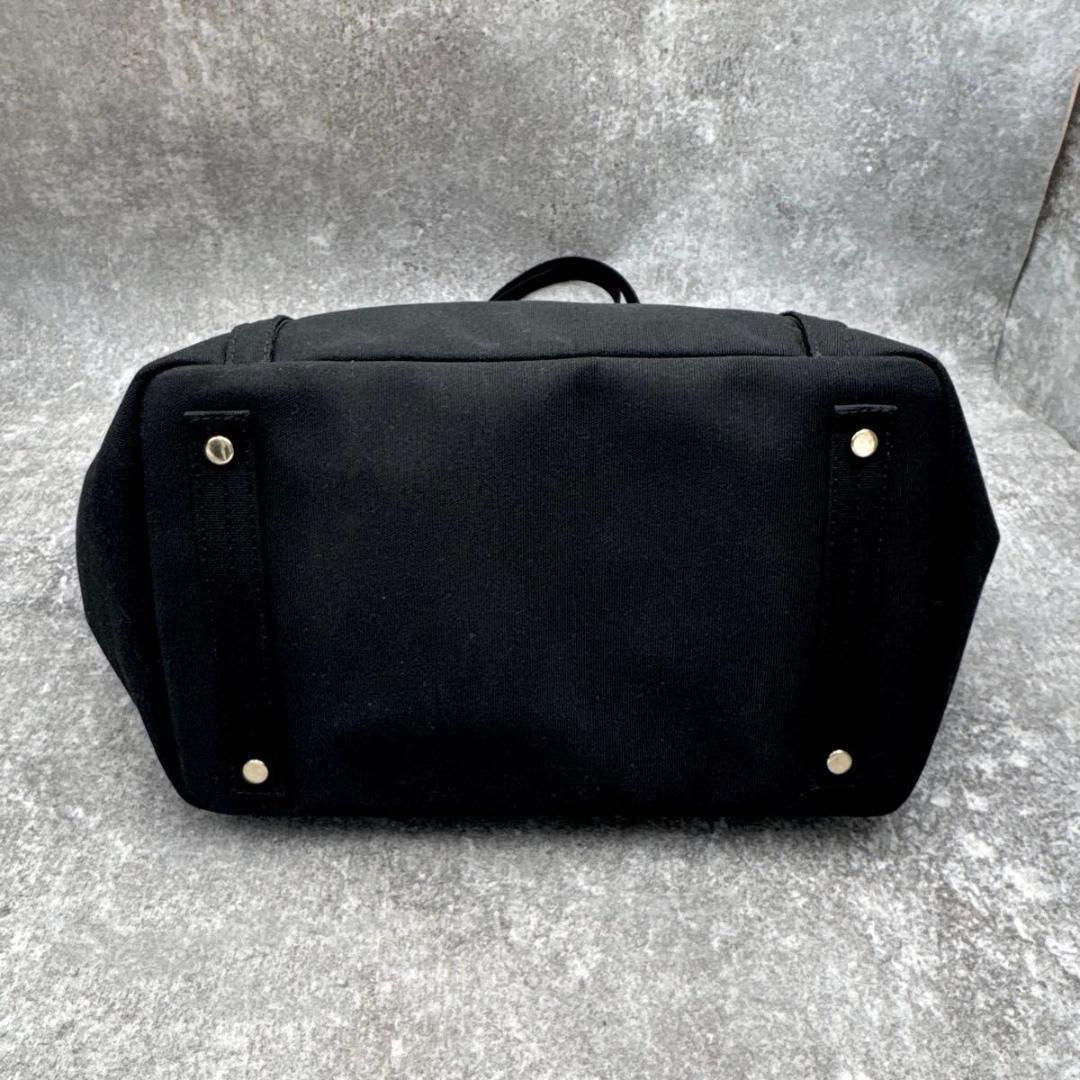 美品　ランバンオンブルー　ブラック　トートバッグ　大容量　リボン　A4　肩掛け可