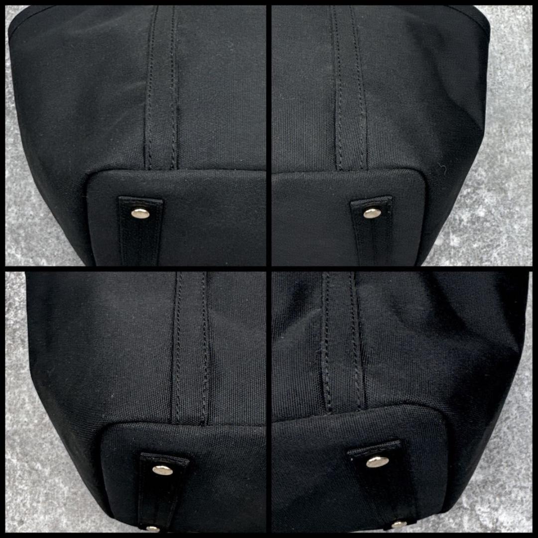 美品　ランバンオンブルー　ブラック　トートバッグ　大容量　リボン　A4　肩掛け可