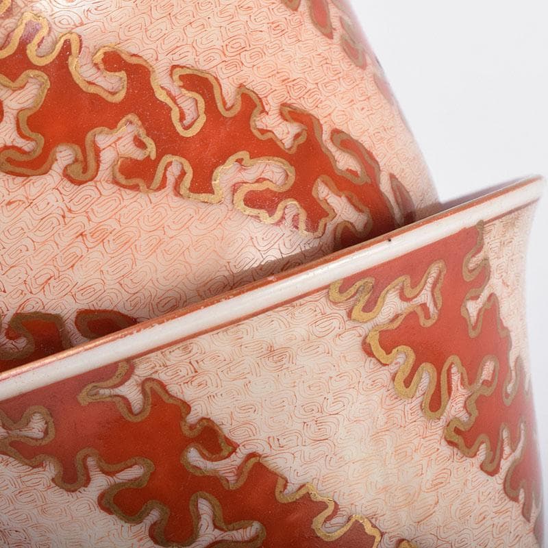 九谷焼　九谷製　赤絵金彩　煎茶碗　盃　四客　V　R9177