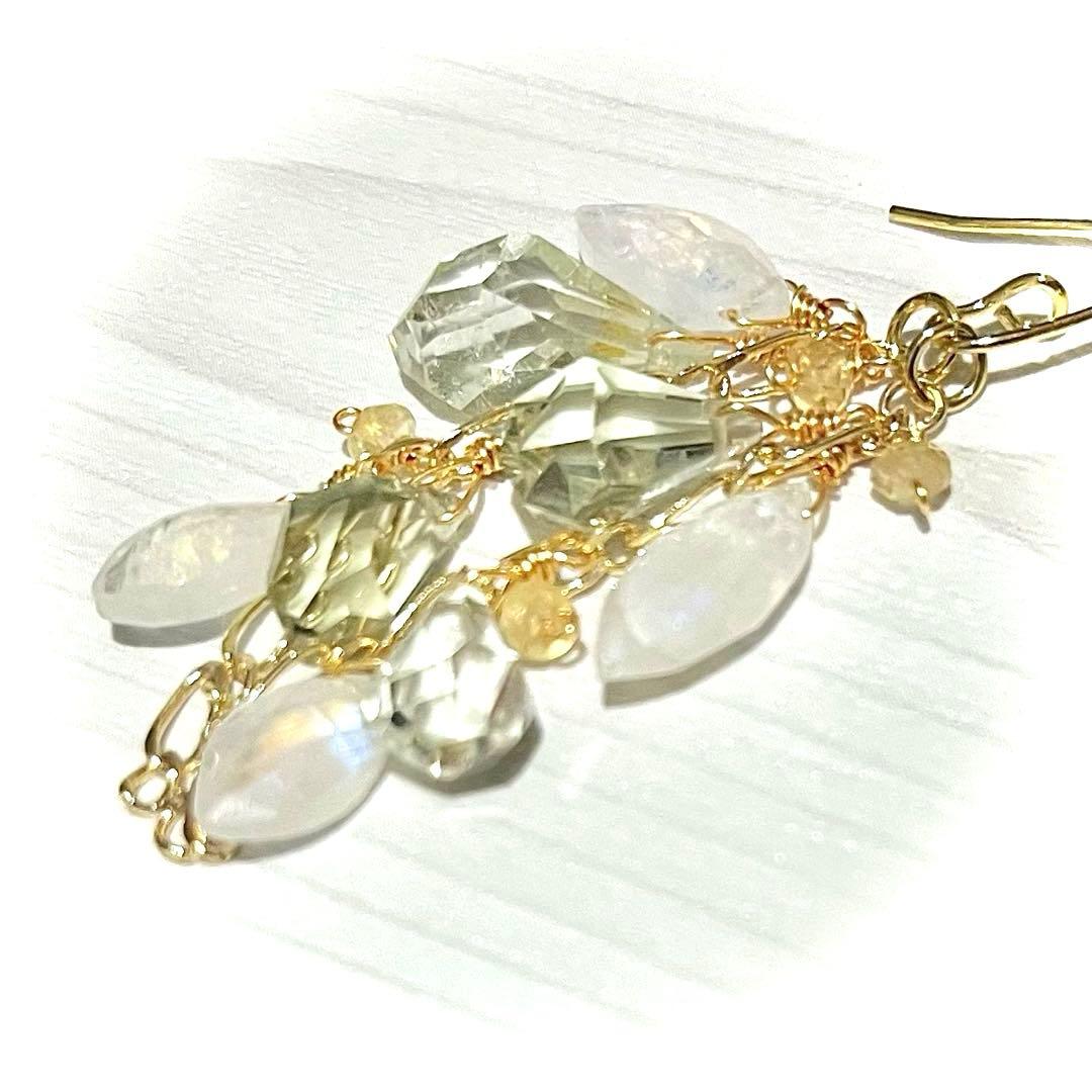 14kgf グリーンアメジストxムーンストーン∗*゜しゃらチャーム