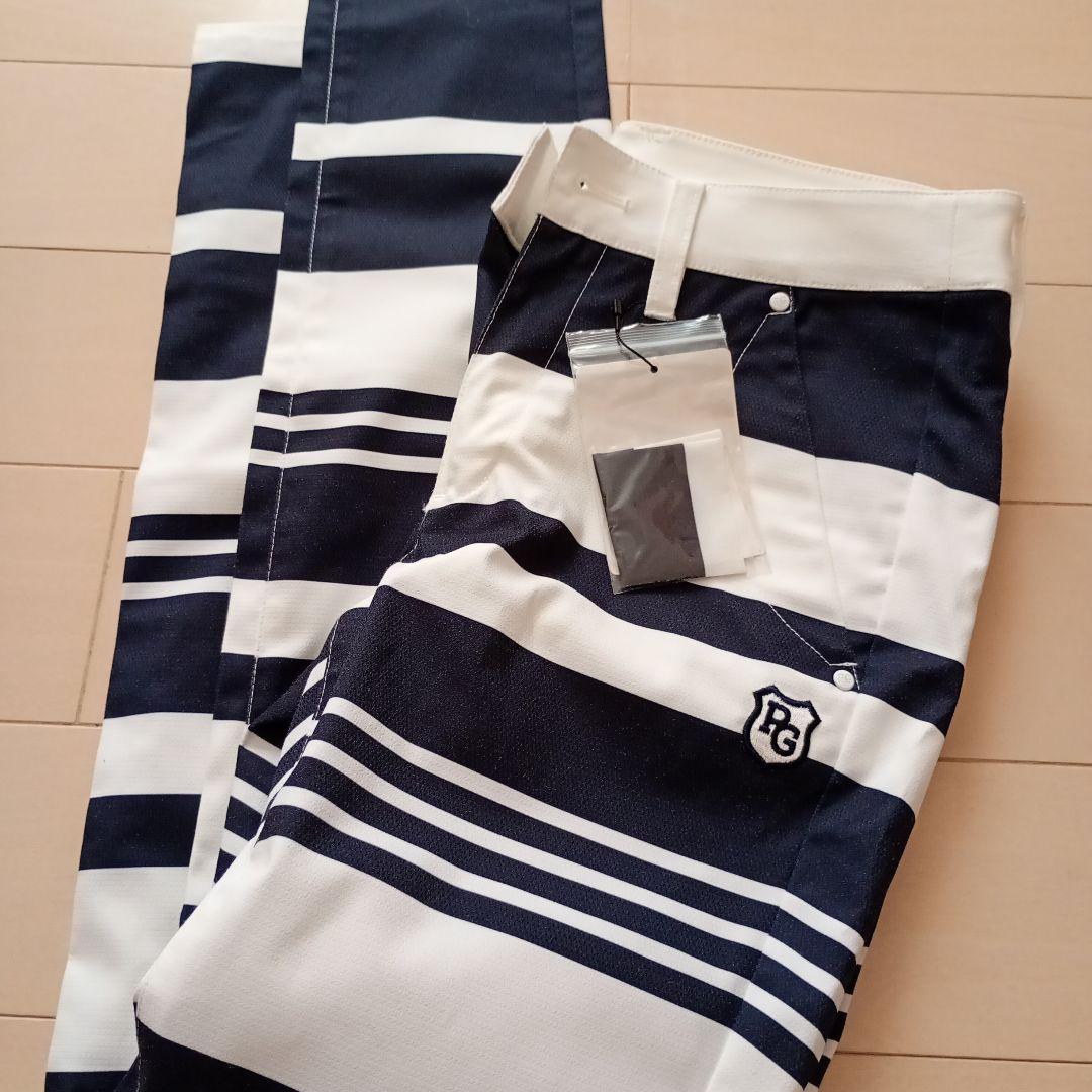 パーリーゲイツ レディース ゴルフ パンツネイビー ホワイト ストライプ