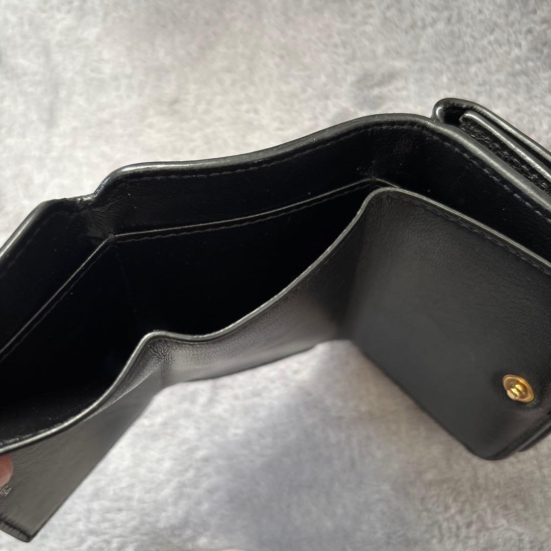 【美品】BALENCIAGAバレンシアガ三つ折り財布593813黒ブラック