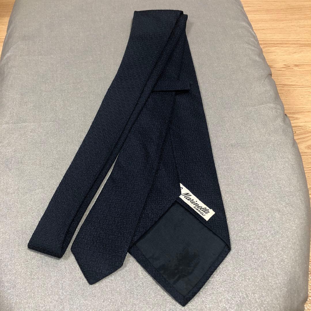 【リクエスト値下未使用E. Marinella 最高級シルクタイ ダークネイビー