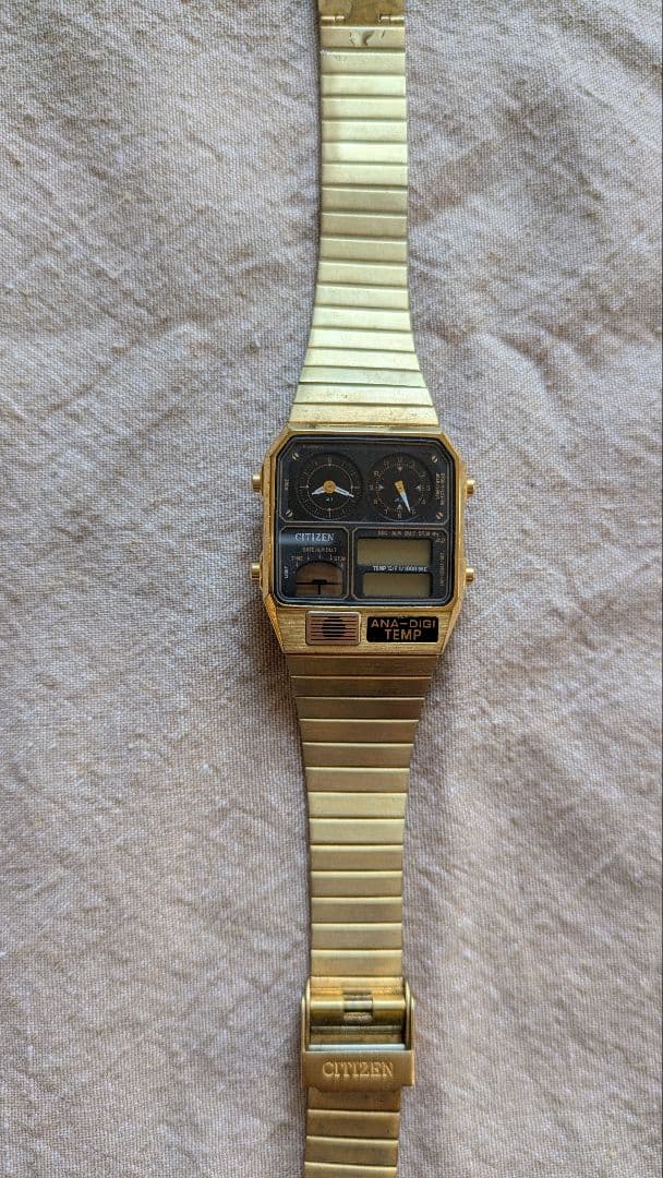 CITIZEN ANA-DIGI TEMP ゴールド腕時計
