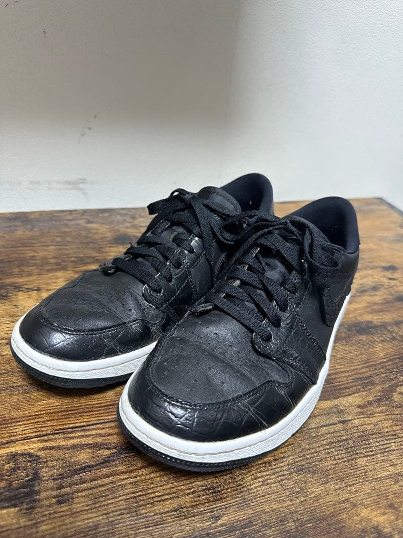 クサノNike エアジョーダン1 LOW ゴルフ オールブラッククロコ27