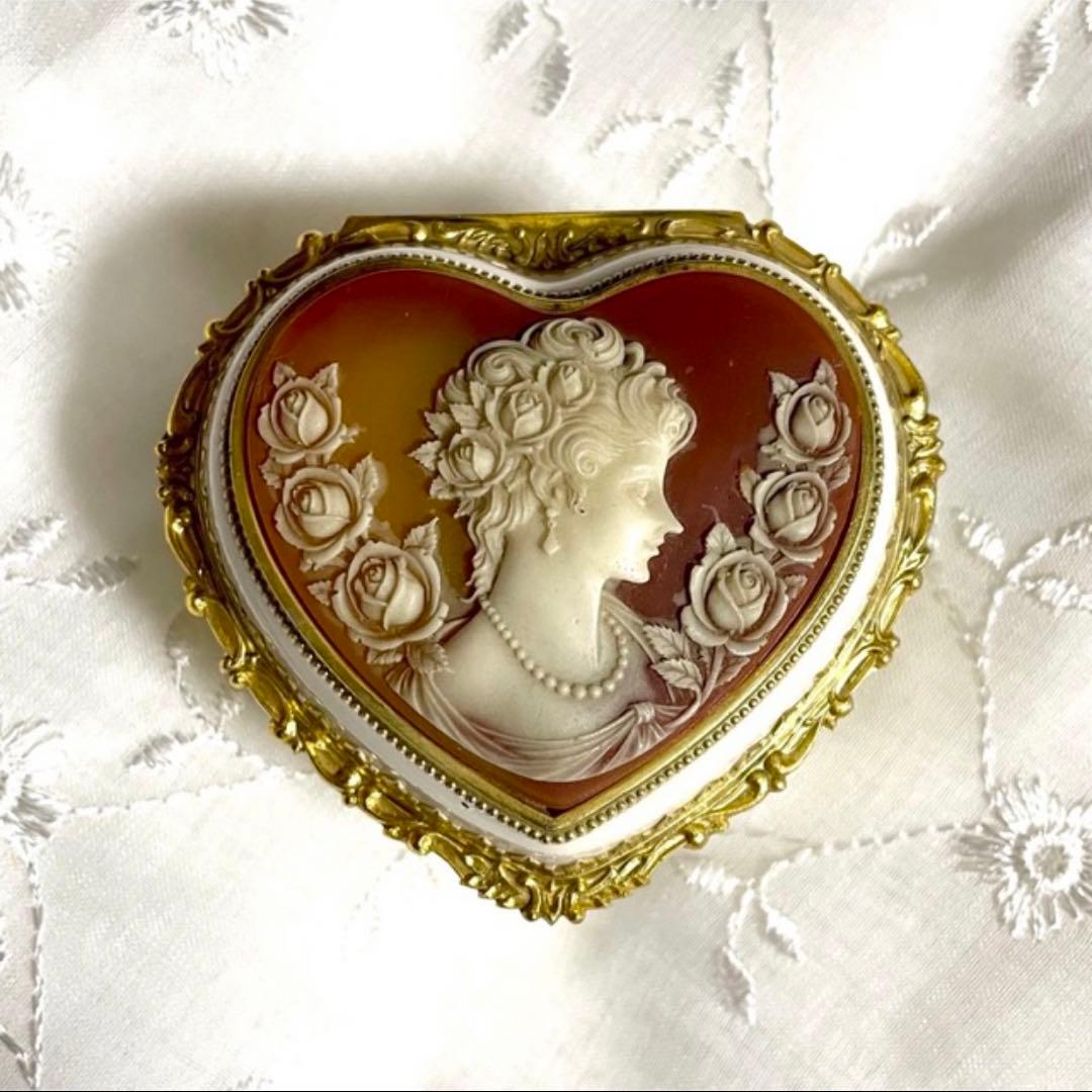 ◆ヴィンテージオルゴール ジュエリーボックス シェルカメオ 世界に一つだけの花①