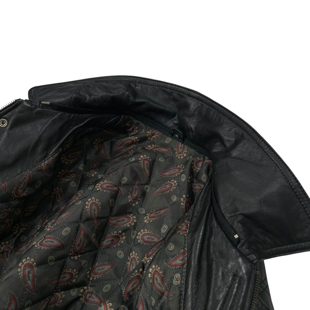 90's Vintage ラムレザー ボンバージャケット メンズM 総柄裏地