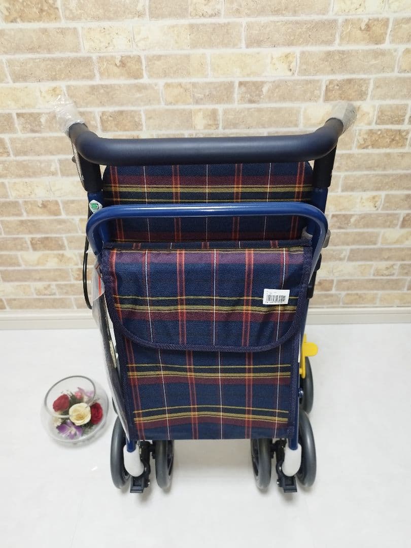 ✨️値引き可能✨️フォルテライト　紺チェック　島製作所　新品シルバーカー