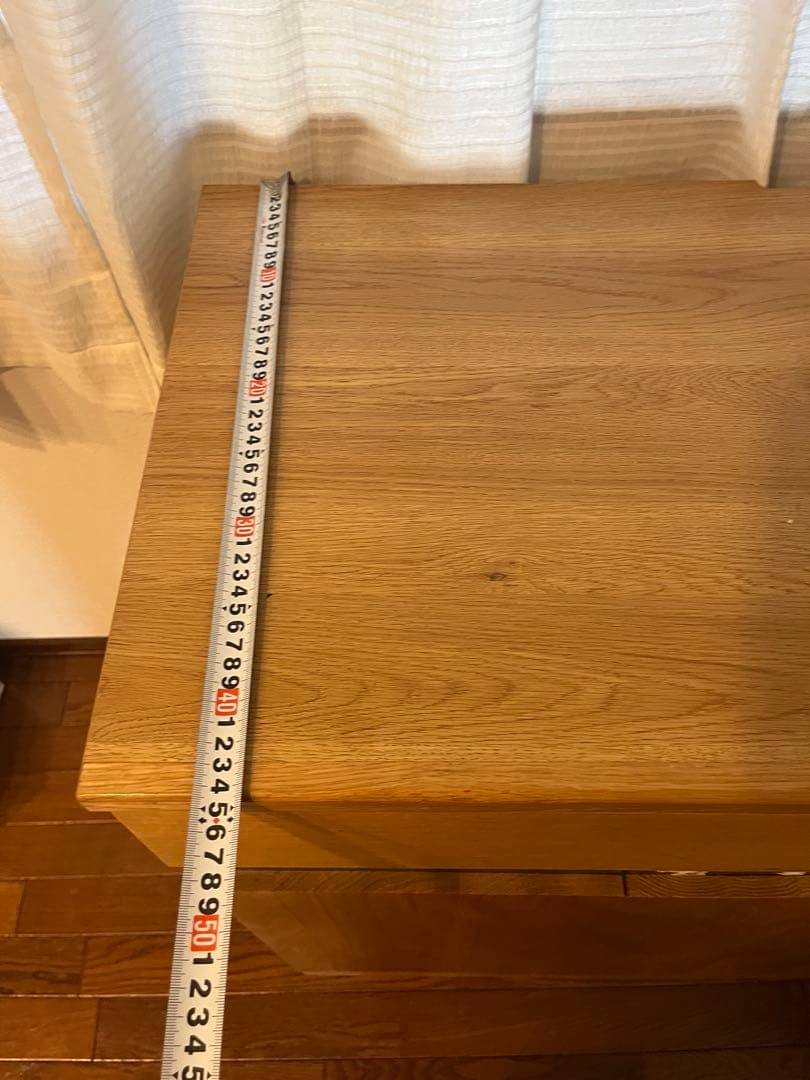 美品ナチュラルウッド パソコンデスク 幅90cm 天板折り畳み収納