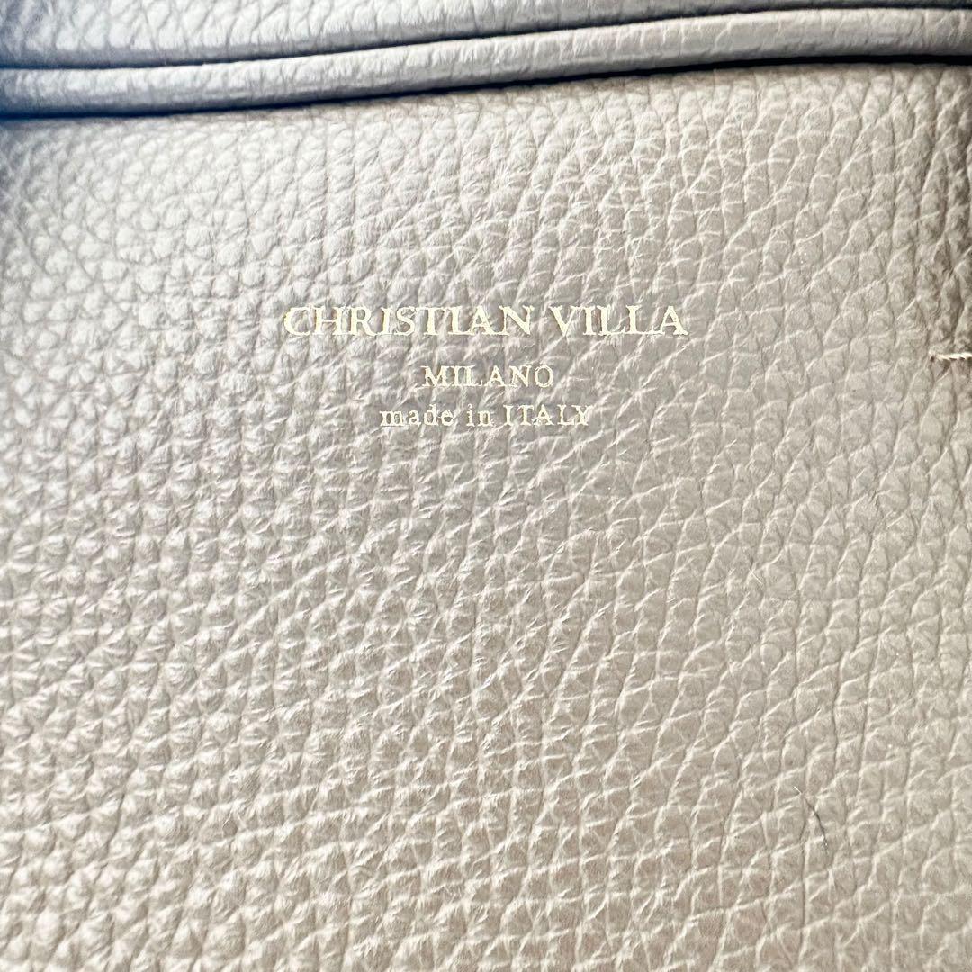 未使用級 クリスチャンヴィラ ボストン 2way バッグ シボ革 牛革 トープ