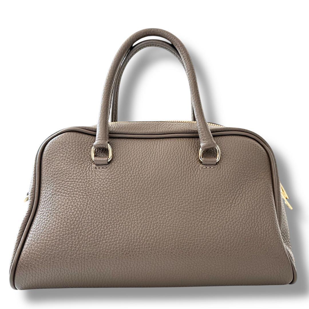 未使用級 クリスチャンヴィラ ボストン 2way バッグ シボ革 牛革 トープ