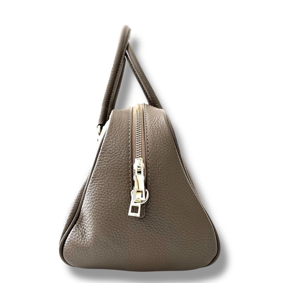 未使用級 クリスチャンヴィラ ボストン 2way バッグ シボ革 牛革 トープ