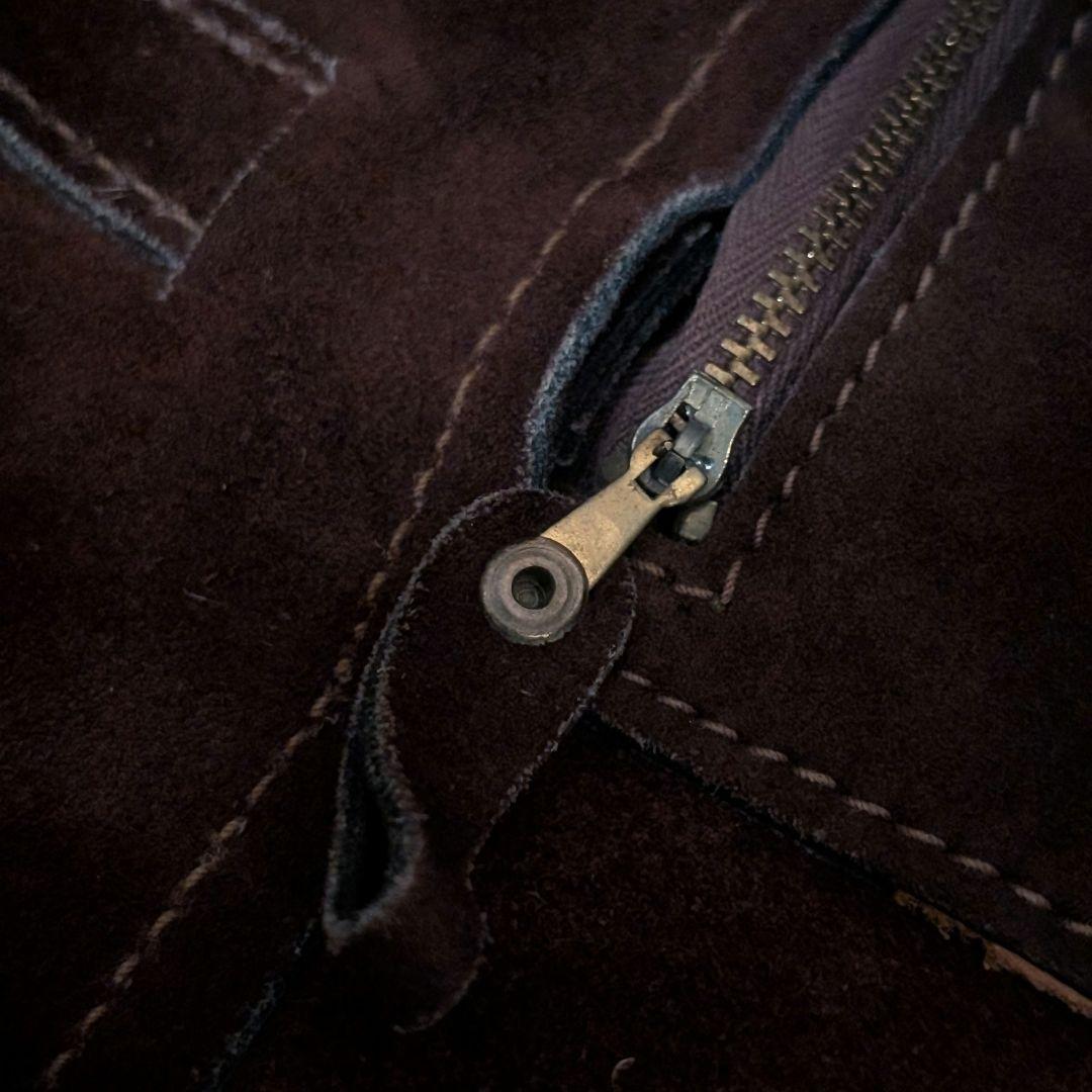 VINTAGE　本革　スエードレザー　トートバッグ　ダークブラウン　中サイズ