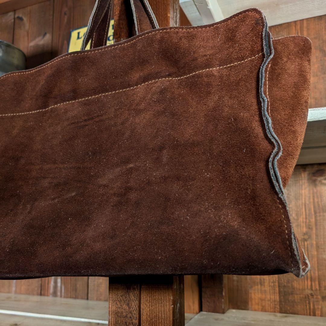VINTAGE　本革　スエードレザー　トートバッグ　ダークブラウン　中サイズ