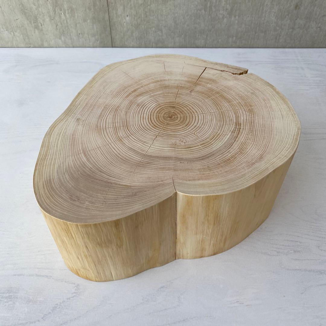 【ハート型のヒノキの切り株プレート】アクセサリー ディスプレイ オブジェ 植物