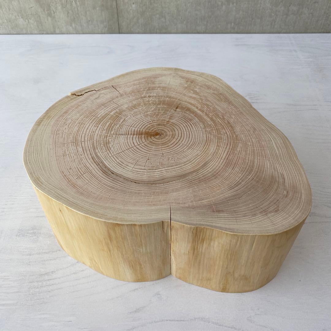 【ハート型のヒノキの切り株プレート】アクセサリー ディスプレイ オブジェ 植物