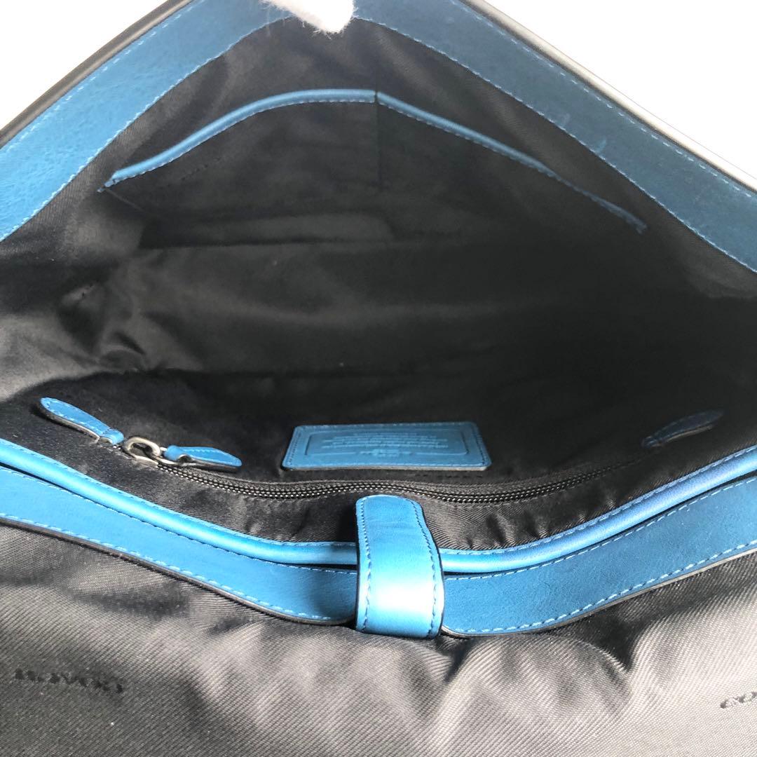 美品✨コーチ COACH メンズ メッセンジャーバッグ レザー ブルー