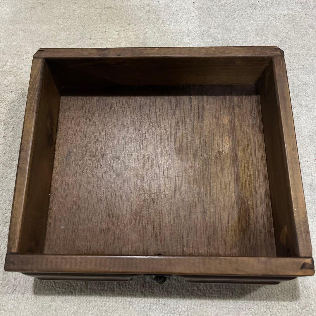 【ビンテージ】ダークブラウン 木製 サイドテーブル 2段 引き出し アイアン