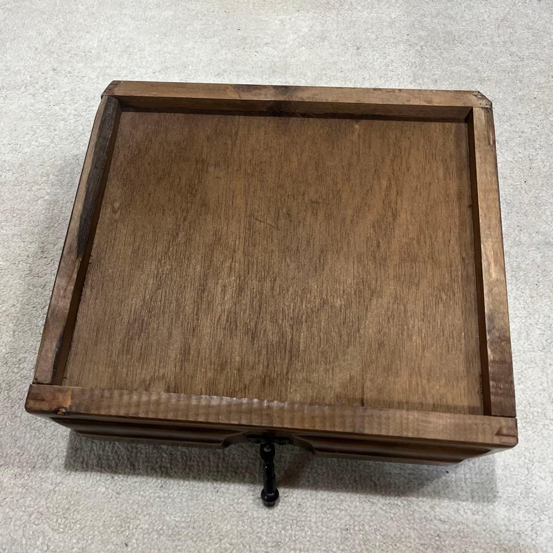 【ビンテージ】ダークブラウン 木製 サイドテーブル 2段 引き出し アイアン