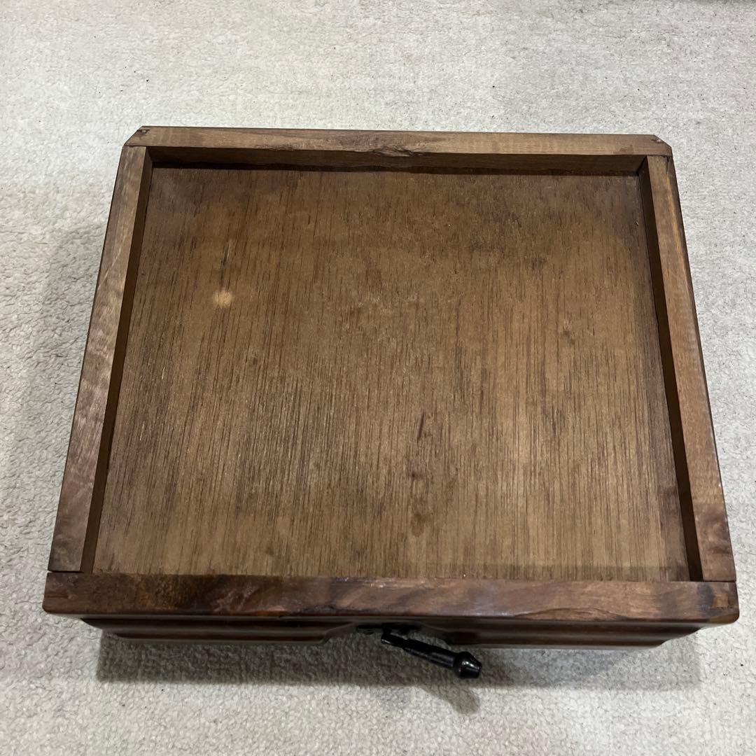 【ビンテージ】ダークブラウン 木製 サイドテーブル 2段 引き出し アイアン