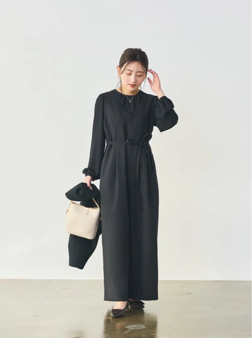 【新品/タグ付】COHINA シフォンドッキングオールインワン　BK　short