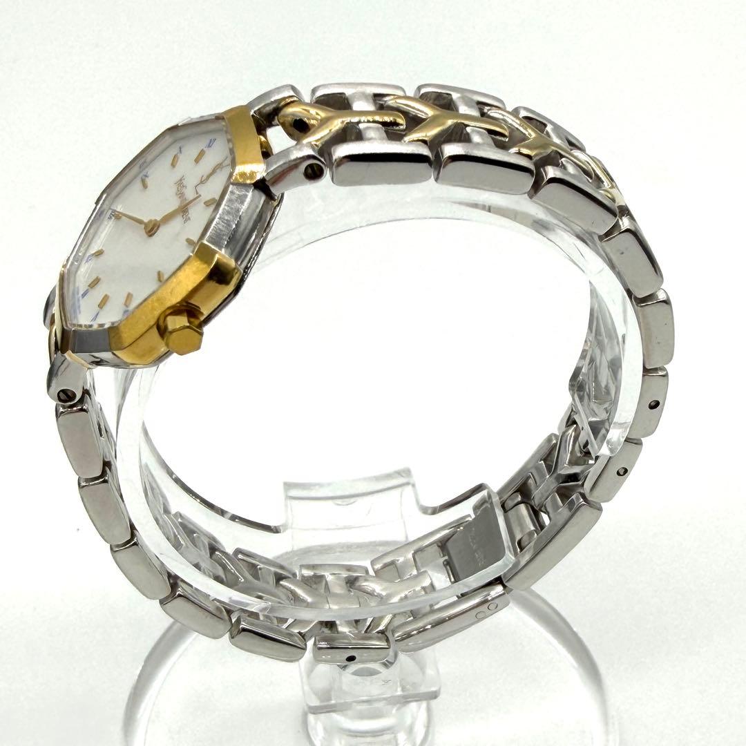 稼働品★美品★イヴサンローラン オクタゴン レディース腕時計 コンビ クォーツ