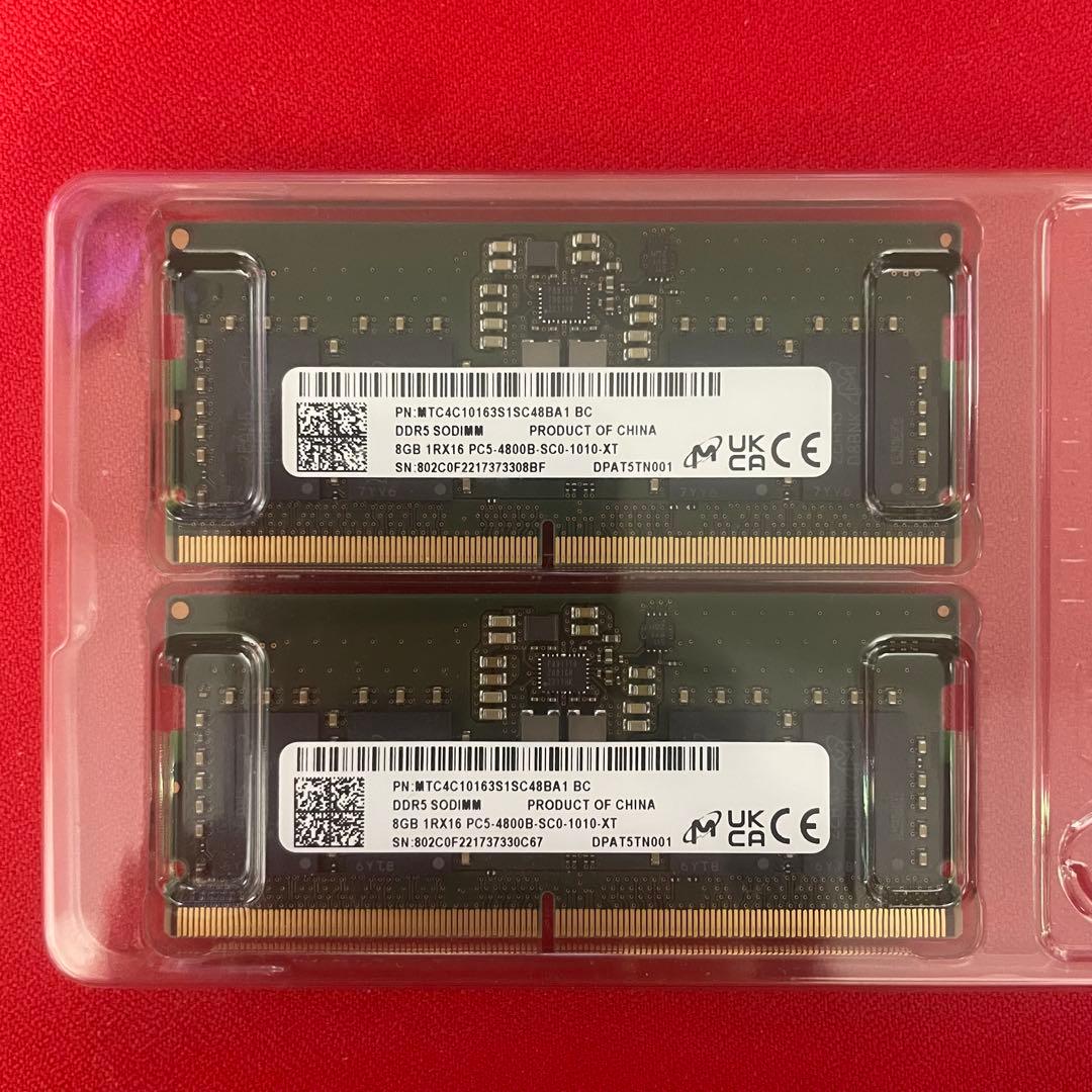 ぶ*み様 DDR5 16GB(8GB×2) ノート用 4800MHz Micro