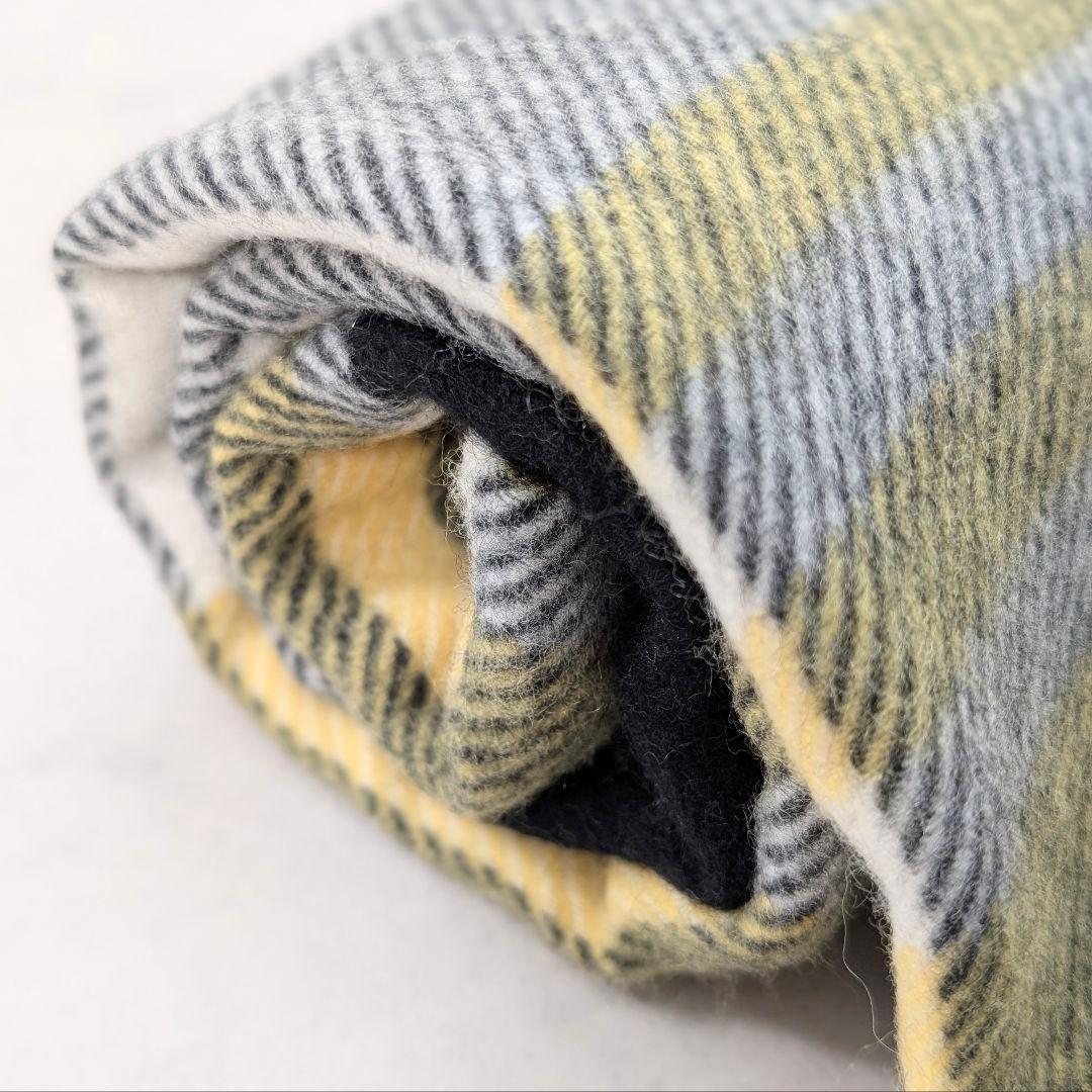 未使用タグ付★23区 大判 カシミヤ100%ストール チェック柄 イエロー