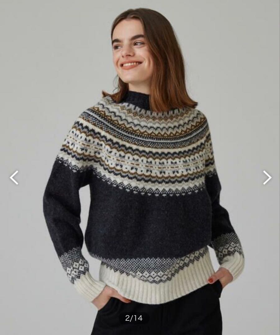 【美品】TOMORROWLAND ウールジャカード クルーネックプルオーバー