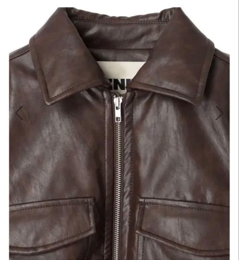 新品NKNIT synthetic leather jacket BROWN 0