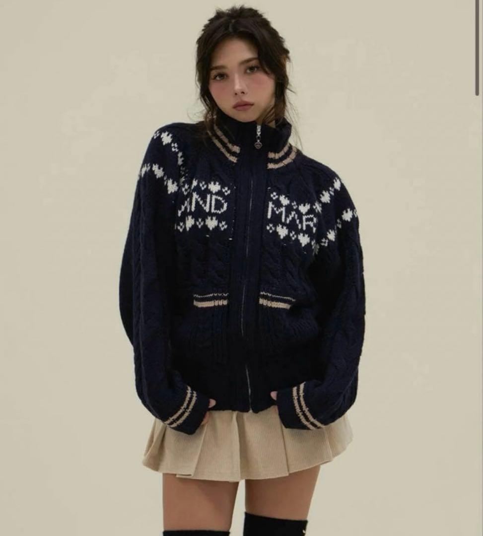 トップス andmary Mary knit cowichan navy